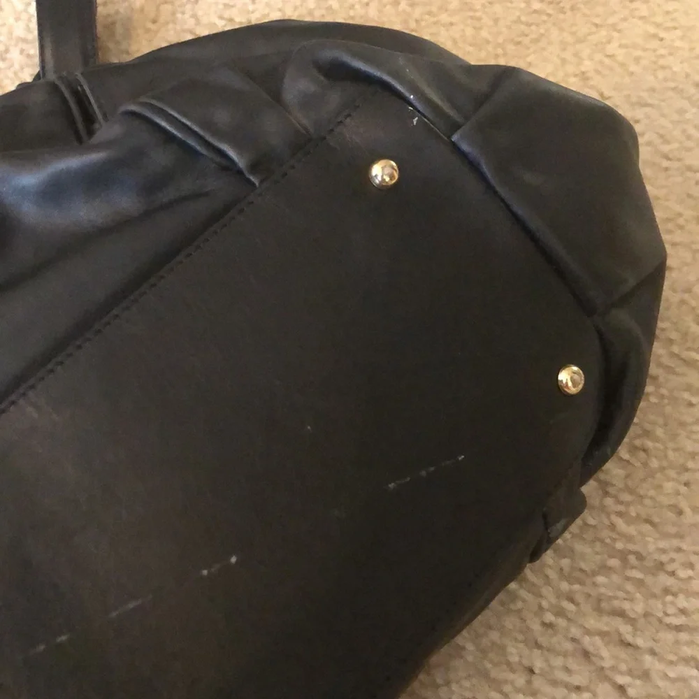 Michael Kors "Beverly" Large Black Leather Gold Hobo Satchel Tote Bag - Picture 11 of 12